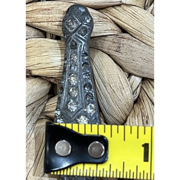 VTG Sterling Silver 925 Victorian Style Crystal Regency Brooch 2.75in Romantic - Picture 10 of 10